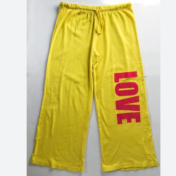 Firehouse "LOVE" Yellow Lounge Pants (Small) - Picture 2 of 6